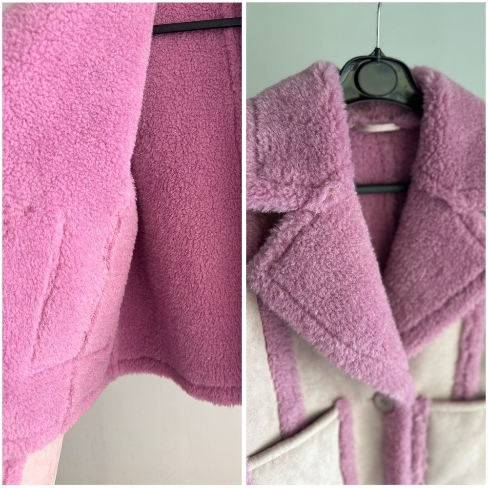 Revolve Berlin OW Collection Faux Shearling Pink Pastel Jacket Large - Picture 8 of 12